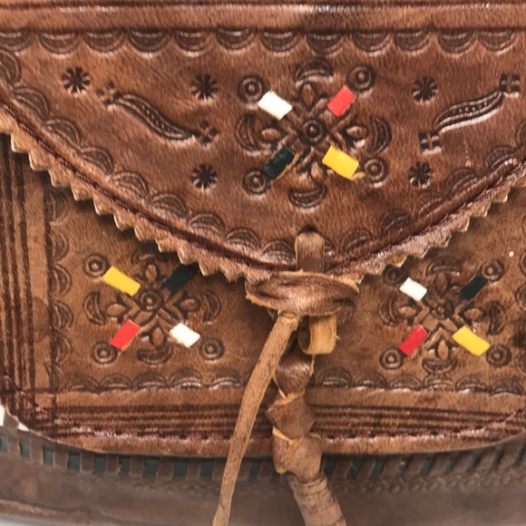 Vintage Tooled Leather Drawstring bag/purse - Picture 2 of 8